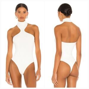 Superdown Kallie Halter Bodysuit in White Medium